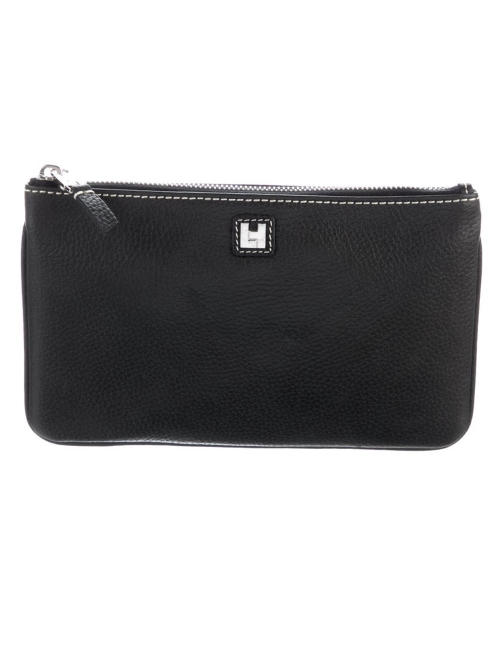 Lambertson Truex Black Pebbled Leather   Clutch - NEW